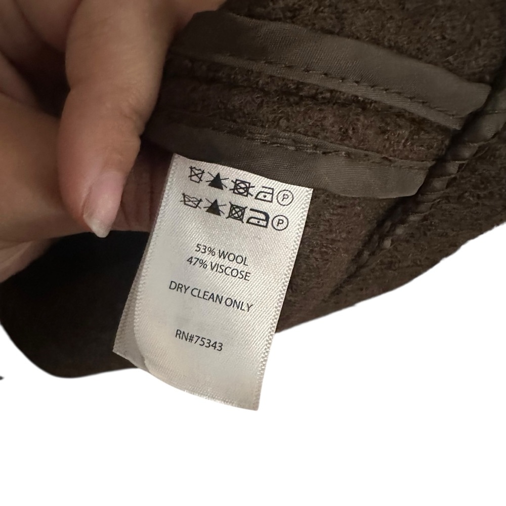 Jones NY Dark Green Wool Blend Button Up Trench Hooded Coat Size XL - Picture 8 of 8